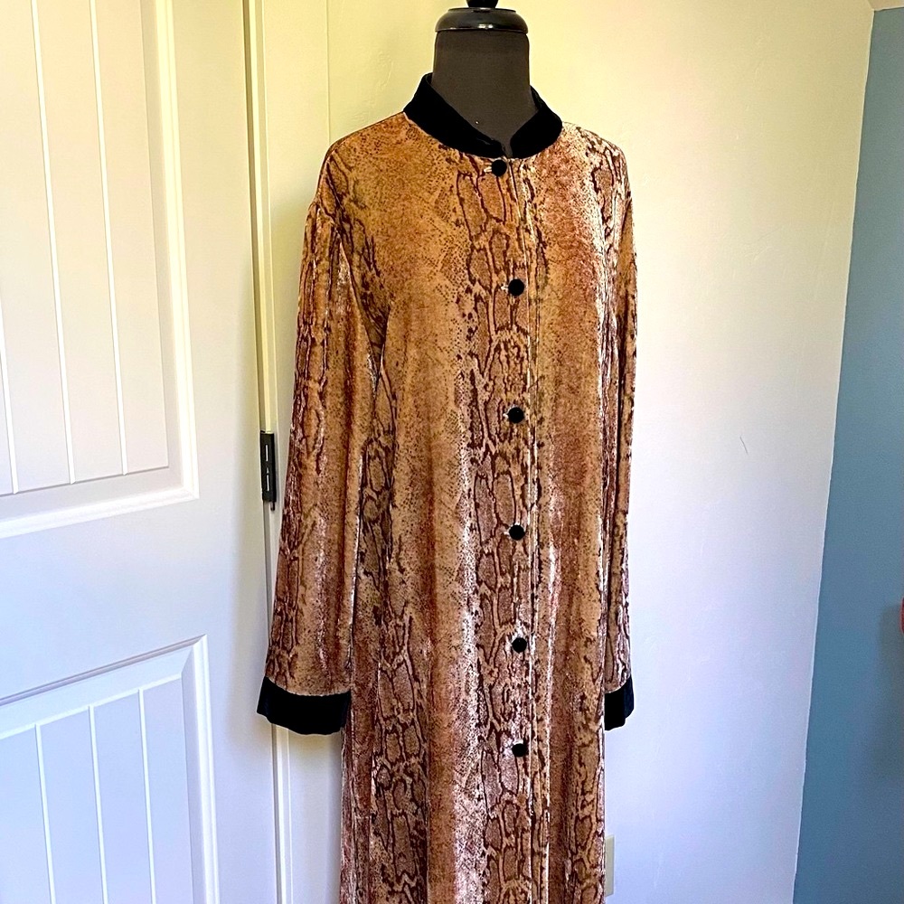 Velvet long coat side slit XL